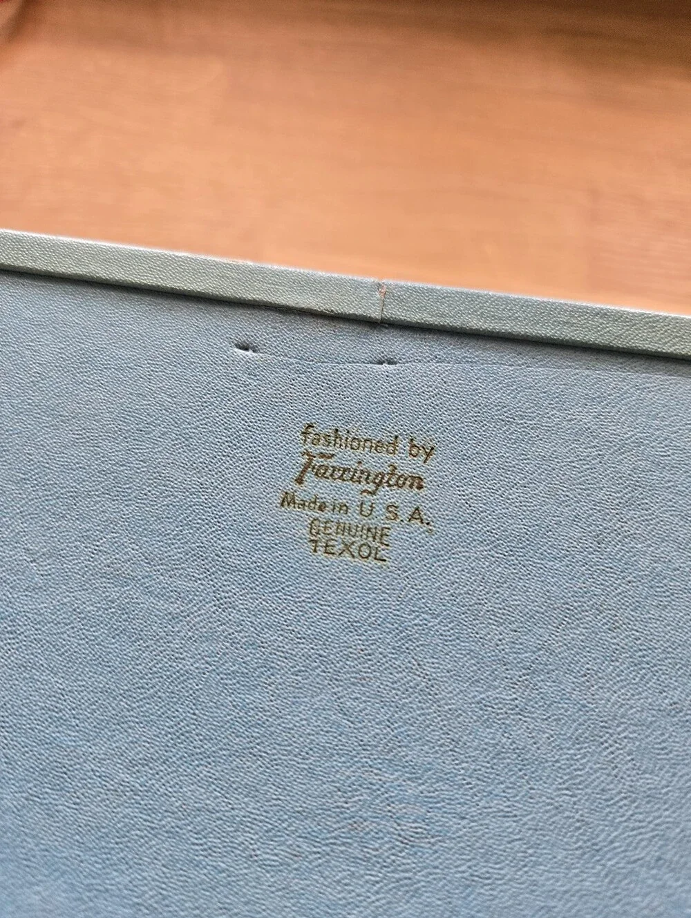 Vintage Farrington Mid Century Blue Texol Cantilever Jewelry Box Vanity Case